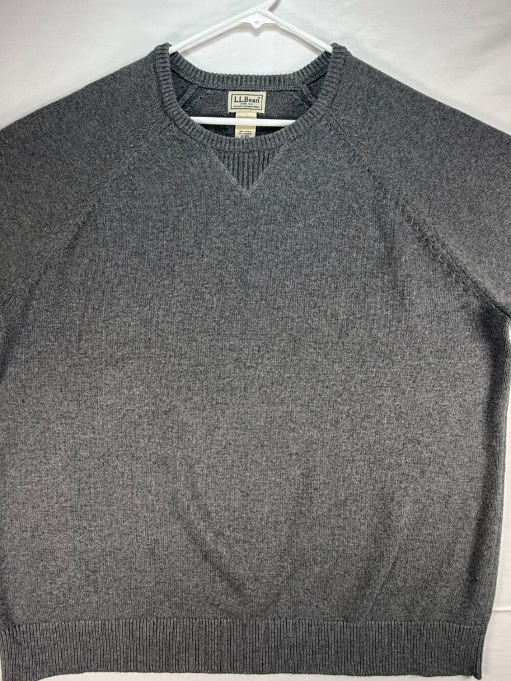 L.L. Bean Sweater Gray Cotton Cashmere Blend XL Heavy Knit Style #516116